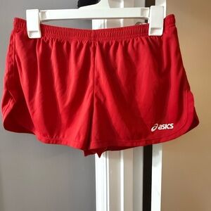 ASICS Women's Red Athletic Running Shorts with Logo